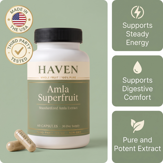 Haven Amla Superfruit supports steady energy, digestive comfort and mental clarity