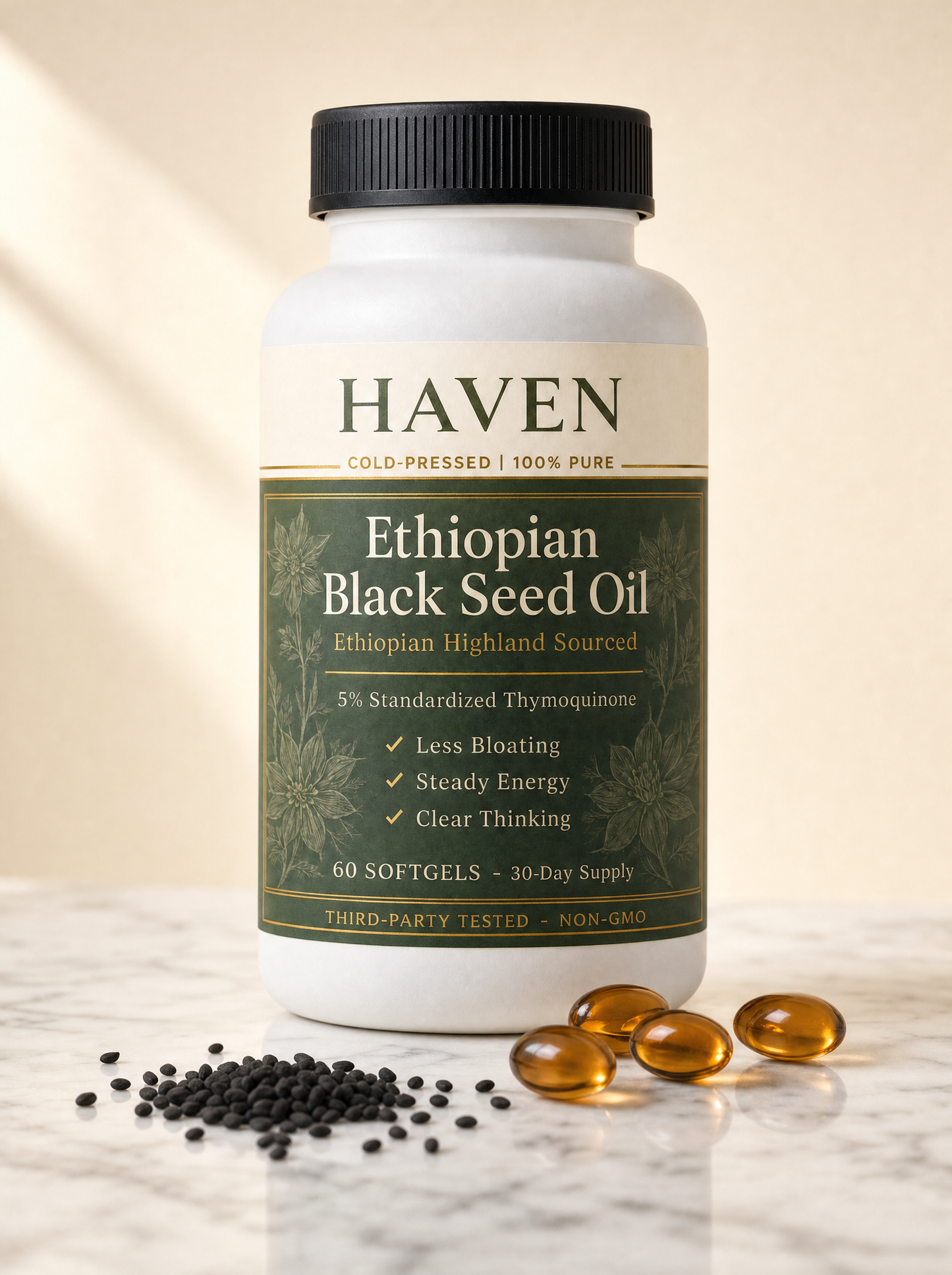 Haven Ethiopian Black Seed Oil, 60 softgels, 5% standardized thymoquinone