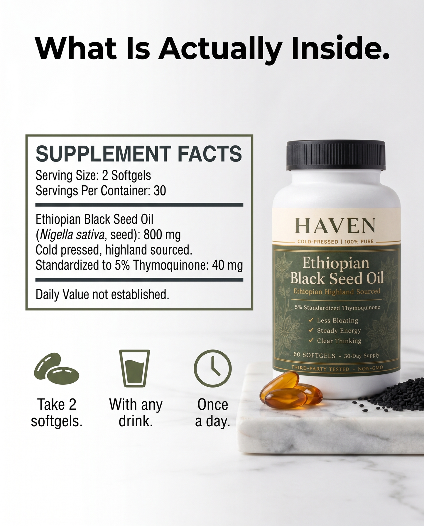 Haven Black Seed Oil supplement facts and how to use