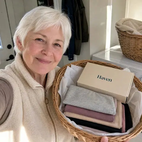 Barbara T. with her Haven pack