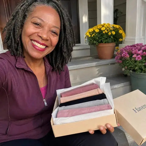 Karen W. with her Haven pack