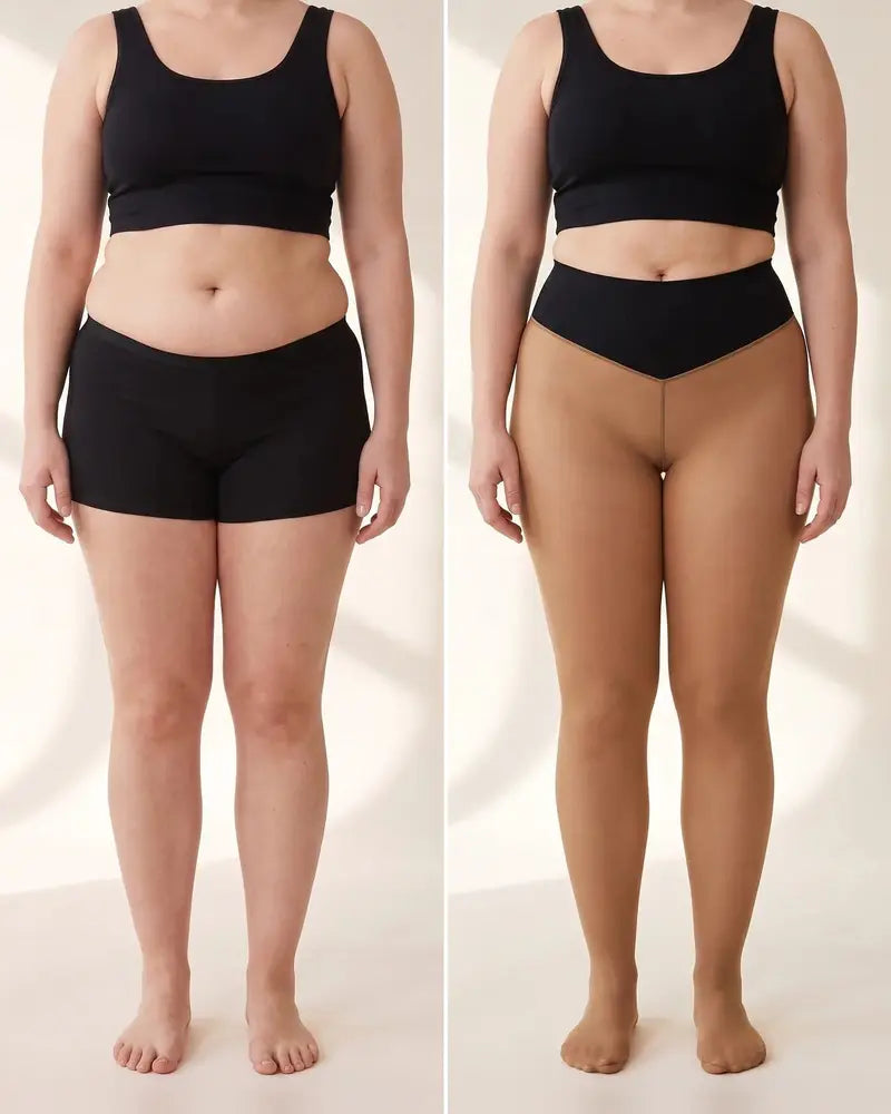 Front view without and with ThermaSheer